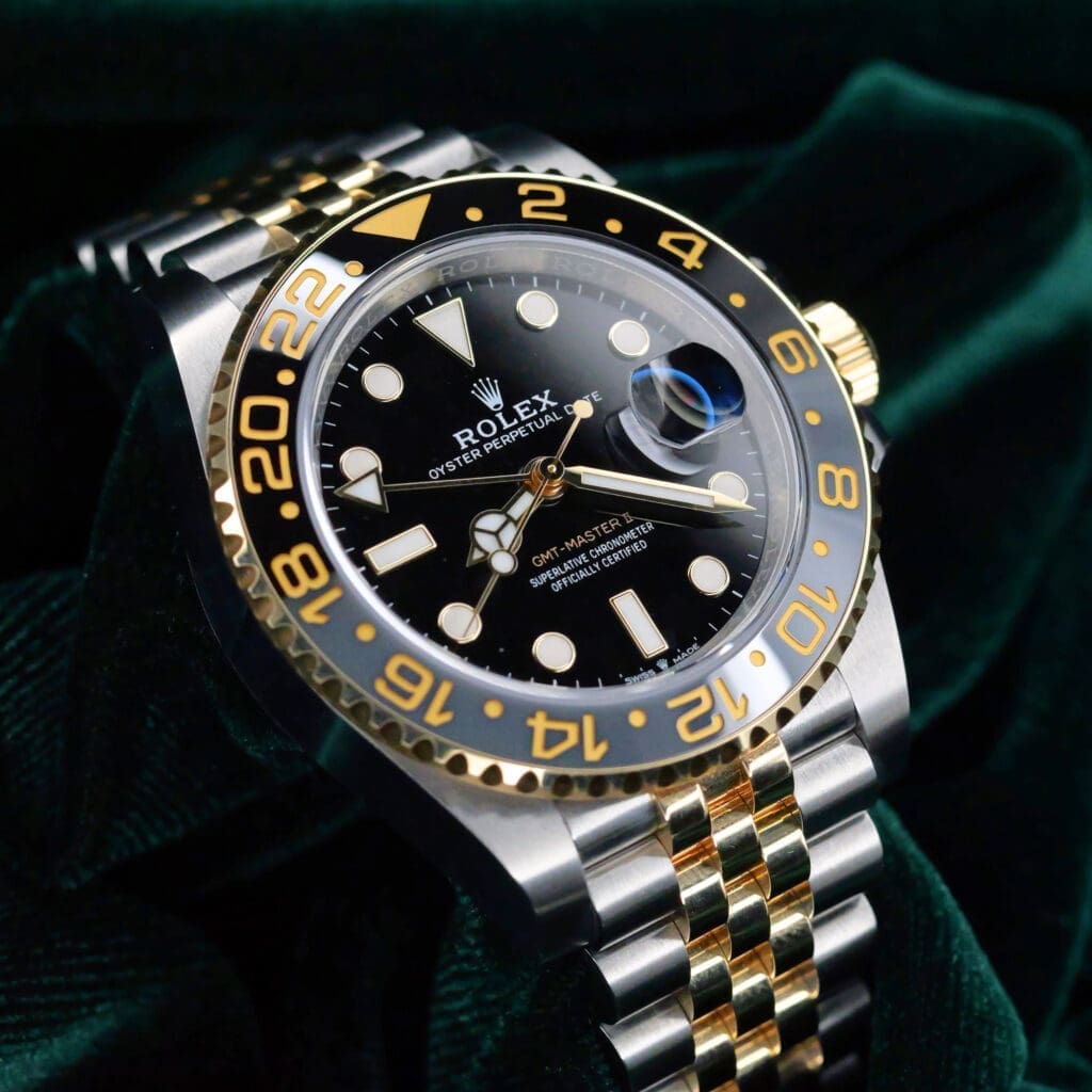 2024 Rolex GMT-Master II "Bumblebee" Black Dial Black/Grey Ceramic Bezel Jubilee Bracelet Two-Tone Yellow Gold Stainless Steel 40mm MINT CONDITION COMPLETE SET 126713GRNR