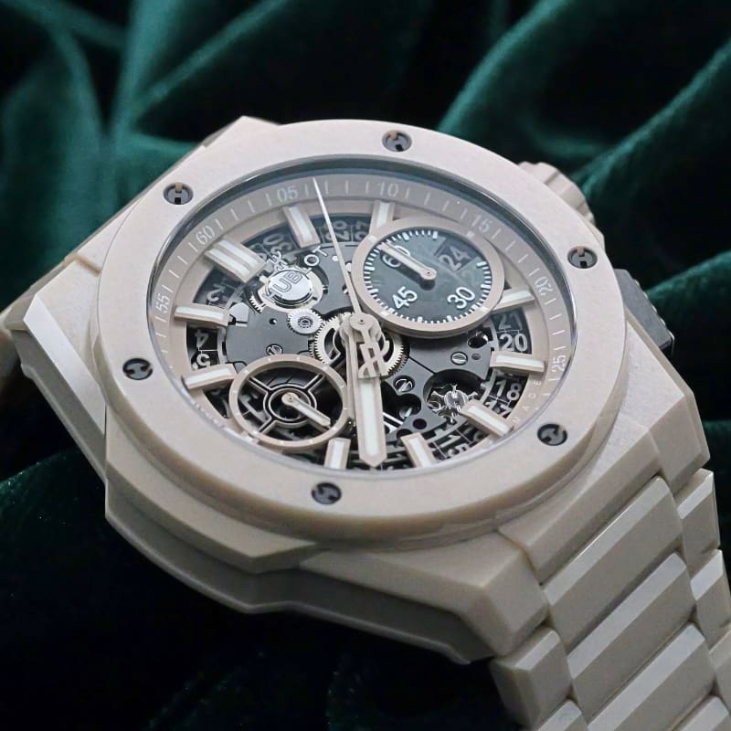 Hublot Big Bang Beige Skeleton Dial Ceramic Bezel 42mm MINT CONDITION COMPLETE SET 451.CZ.4620.CZ