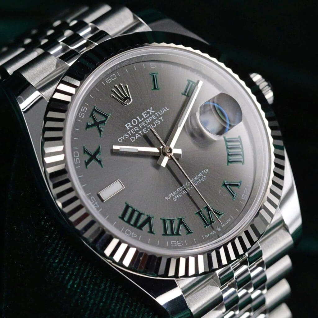 2025 NEW UNWORN Rolex Datejust 41 "Wimbledon" Rhodium Grey Dial Fluted Bezel Jubilee Bracelet Stainless Steel 41mm COMPLETE SET 126334
