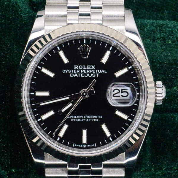 Rolex Datejust 36 Black Dial Stainless Steel Jubilee Bracelet MINT