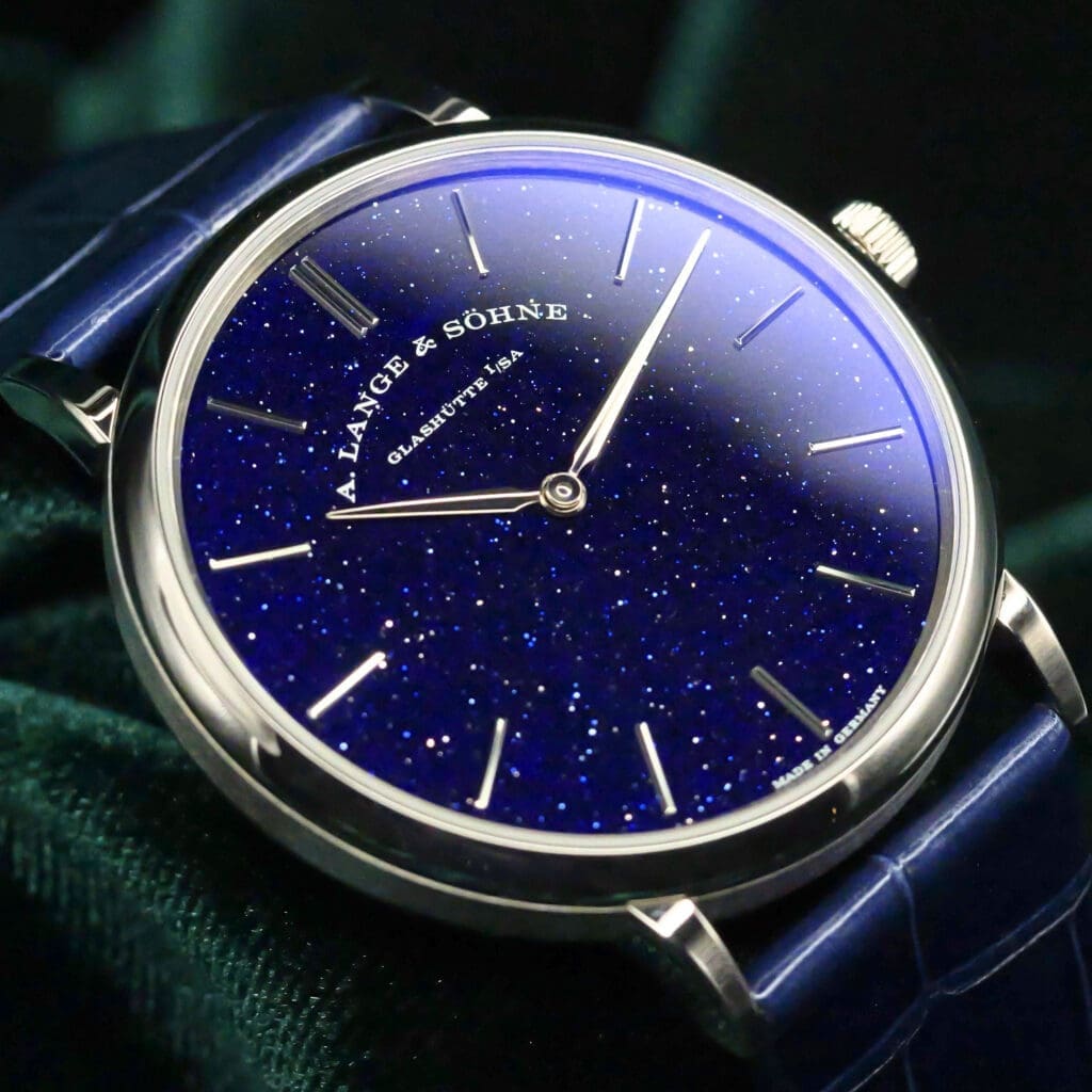 2024 A. Lange & Söhne Saxonia Thin Blue Aventurine Dial White Gold Blue Crocodile Strap 39MM MINT CONDITION COMPLETE SET 205.086