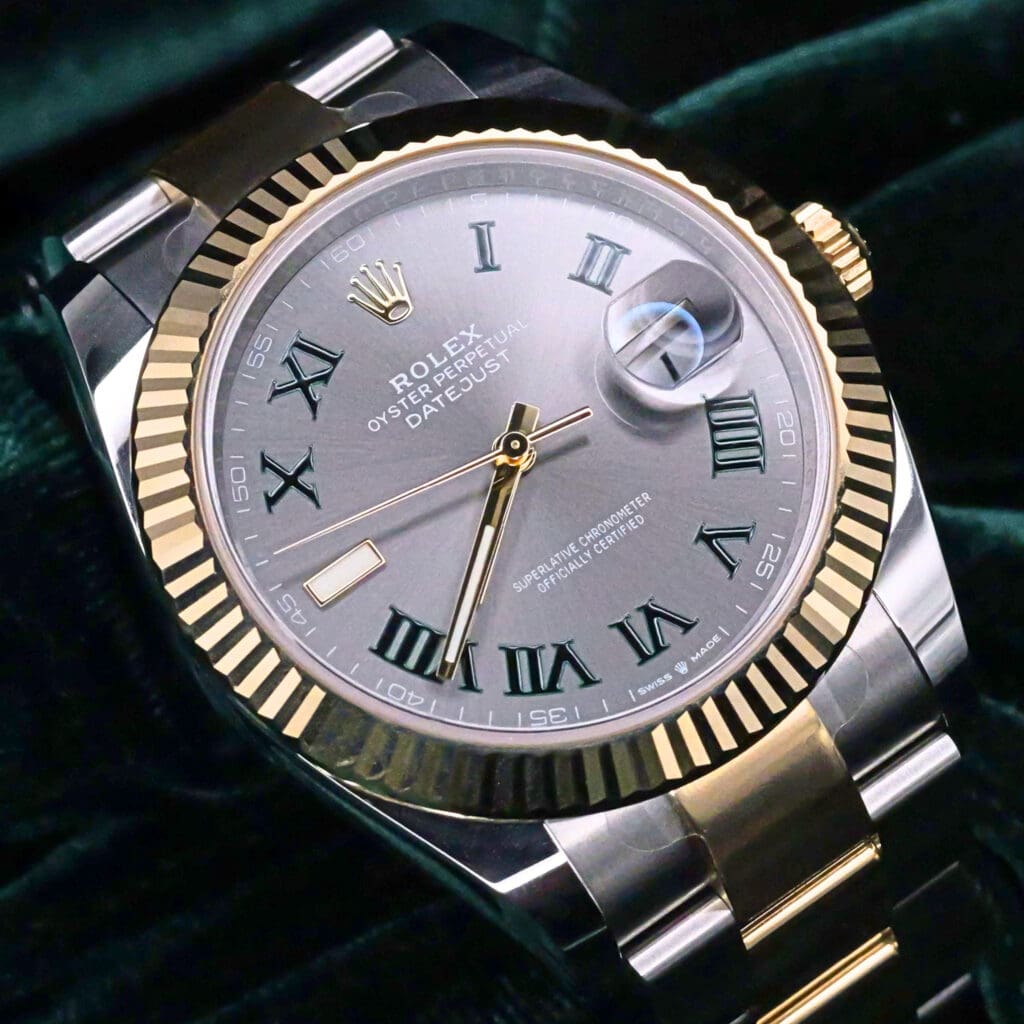 Rolex Oyster Perpetual Datejust 41 "Wimbledon" Slate Dial Fluted Bezel Two-Tone 18K Yellow Gold Oyster Bracelet Stainless Steel MINT CONDITION COMPLETE SET 126333-0019