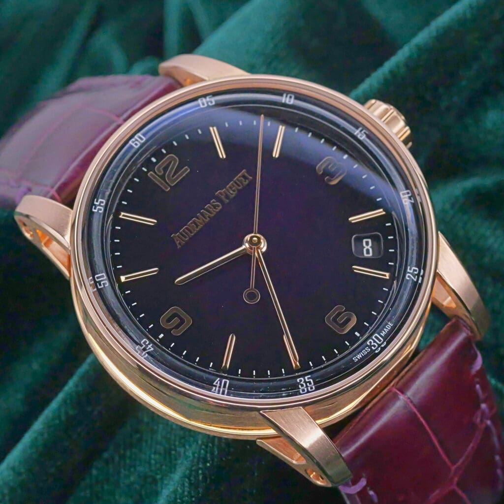 Audemars Piguet Code 11.59 Purple Dial Rose Gold Alligator Strap 41mm MINT CONDITION COMPLETE SET 15210OR.OO.A616CR.01