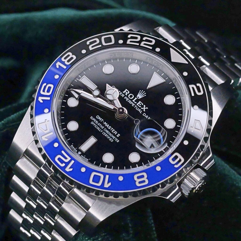 2025 NEW UNWORN Rolex GMT-Master II "Batgirl" Black Dial Black Blue Ceramic Bezel Jubilee Bracelet Stainless Steel 40mm COMPLETE SET 126710BLNR