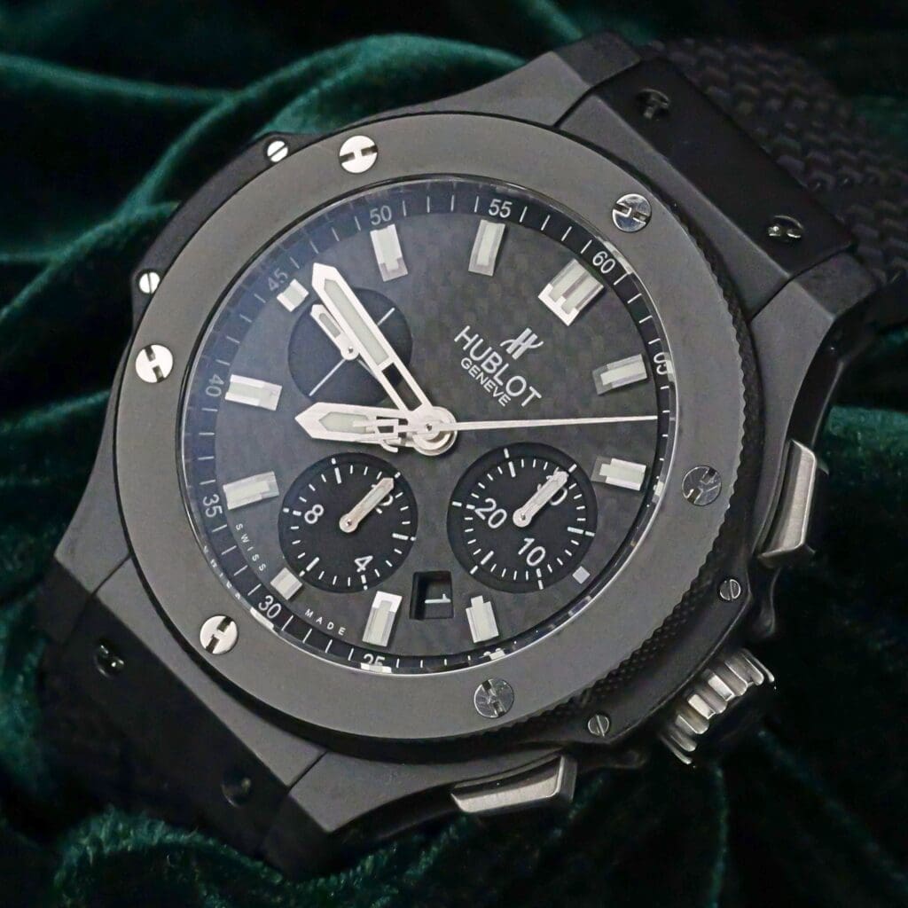 Hublot Big Bang "Black Magic" Black Carbon Fiber Dial Black Ceramic Case Black Rubber Strap 44mm FULL SET MINT CONDITION 301.CI.1770.RX