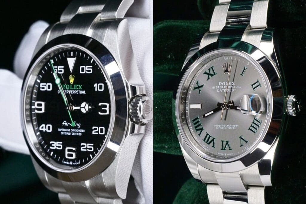 Rolex Air King vs Datejust side profile
