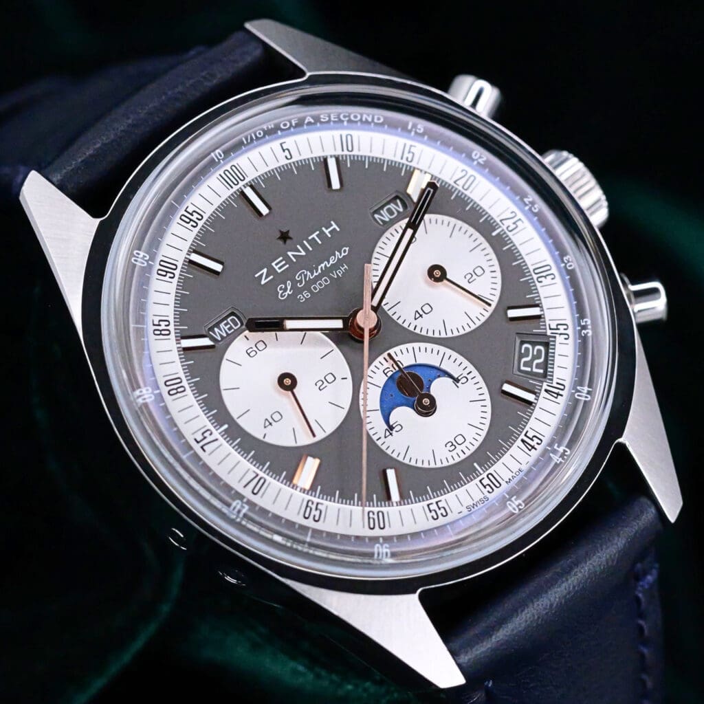 2025 Zenith Chronomaster Original Triple Calendar Grey Dial Blue Leather Strap Stainless Steel 38mm MINT CONDITION COMPLETE SET 03.3400.3610/39.C910