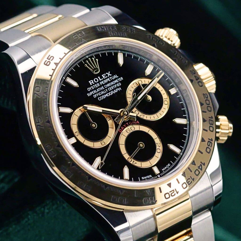 2025 NEW UNWORN Rolex Daytona Cosmograph Black Dial Gold Subdials Yellow Gold Bezel Two-Tone Yellow Gold Stainless Steel 40mm COMPLETE SET 126503