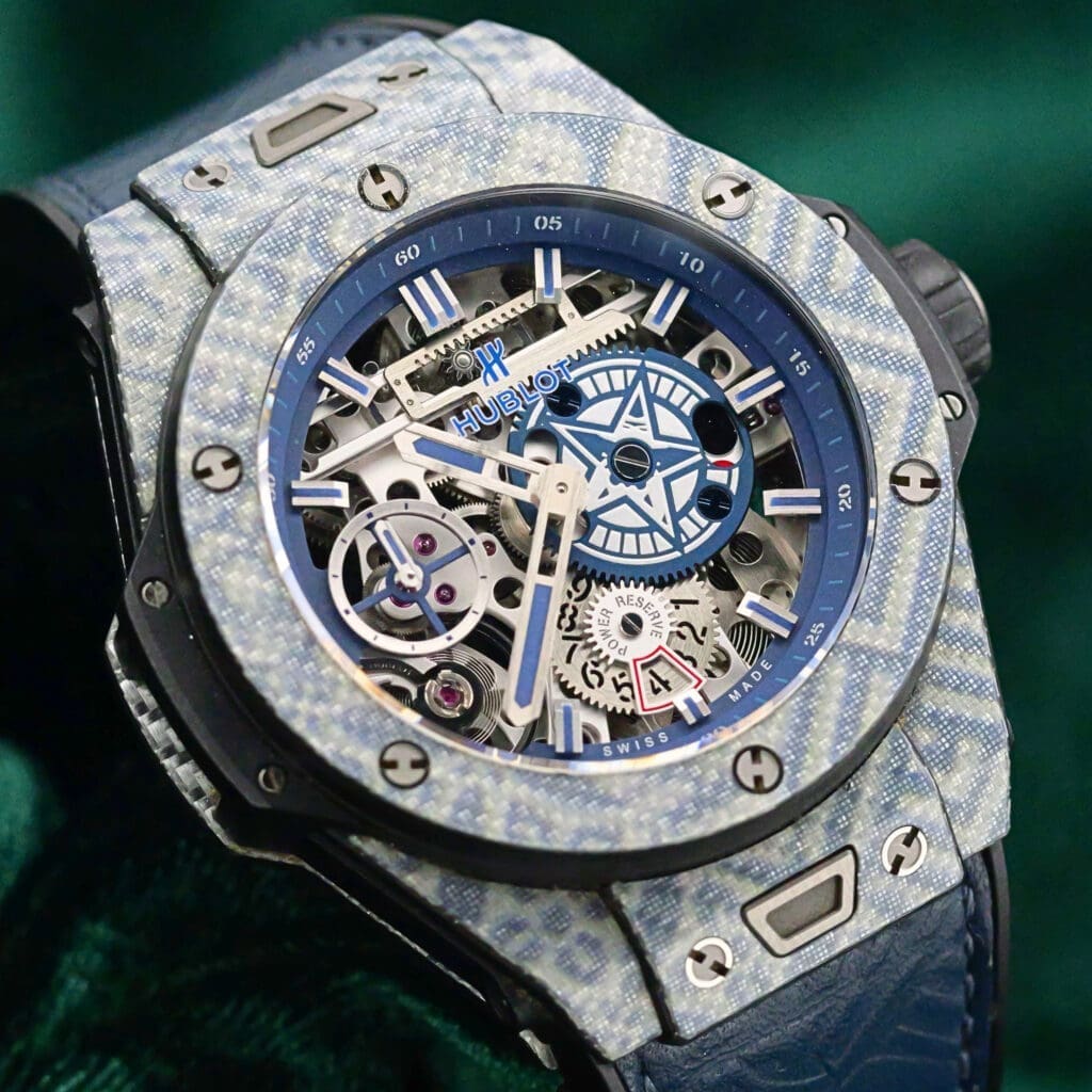 Hublot Big Bang Meca-10 OBEY Limited Edition Skeleton Dial Shepard Fairey Blue Carbon Blue Leather Strap 45mm MINT CONDITION 414.YL.5179.VR.SHF18