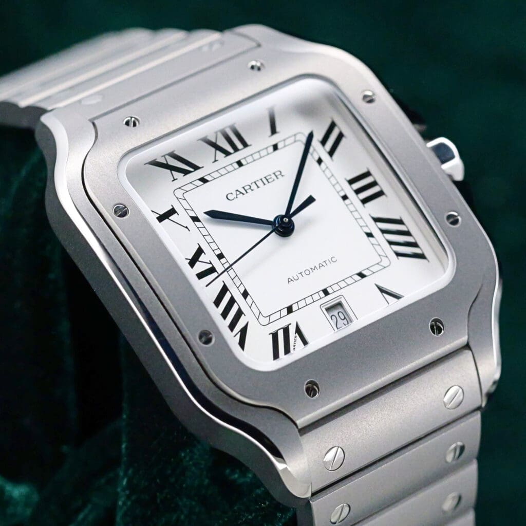 2025 NEW UNWORN Cartier Santos de Cartier Automatic White Dial Titanium 47.55mm COMPLETE SET WSSA0089