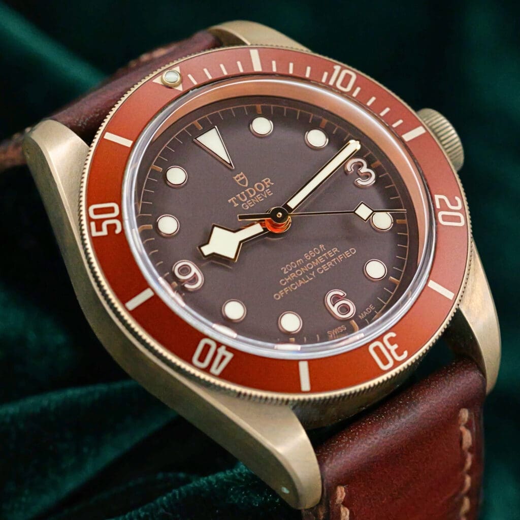 Tudor Heritage Black Bay Brown Dial Brown Aluminum Bezel Brown Leather Strap Bronze 43mm MINT CONDITION COMPLETE SET 79250BM