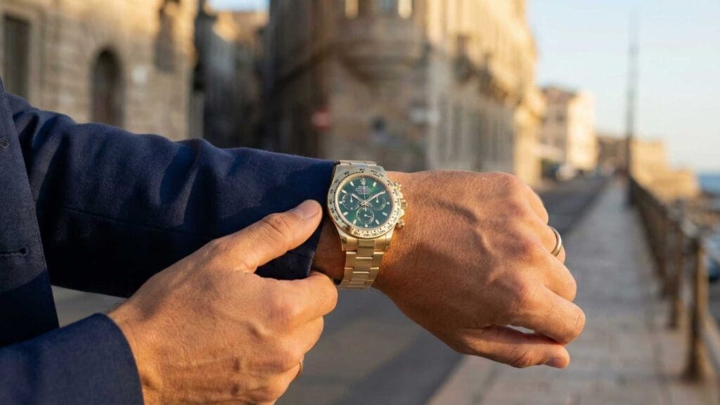 Man Wearing a Rolex Daytona Outdoor