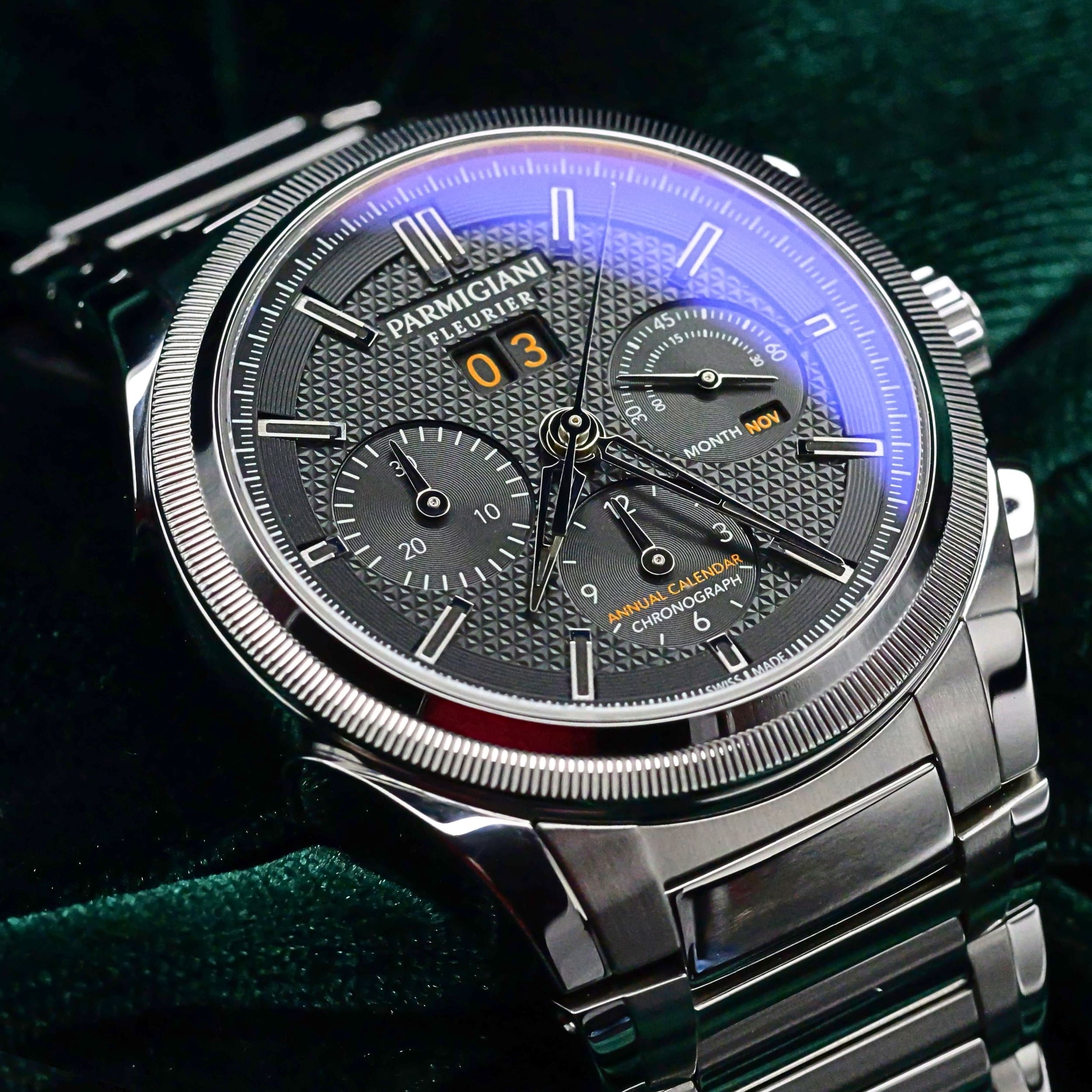 Parmigiani Flourier Tondagraph GT Chrono Grey Dial Stainless Steel Bezel 42 mm MINT CONDITION PFC906-0000210-B00182