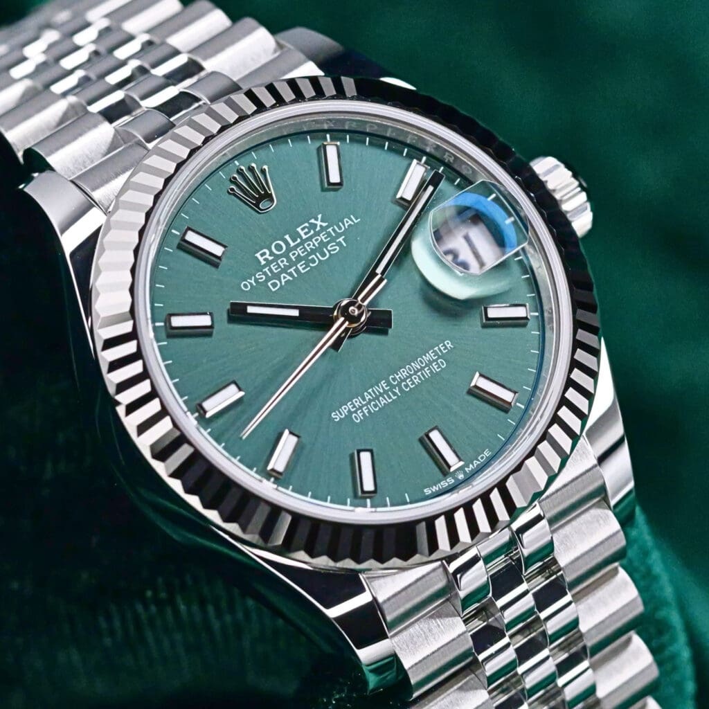 2026 NEW UNWORN Rolex Datejust Mint Green Dial 18K White Gold Fluted Bezel Jubilee Bracelet Stainless Steel 31mm COMPLETE SET 278274