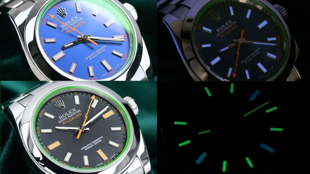 Milgauss Blue vs Black Dial in Bright and Dark Lighting