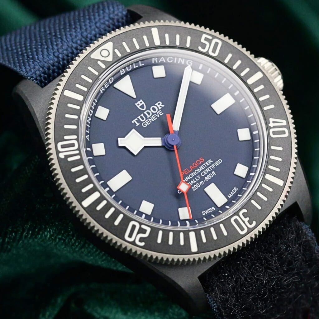 Tudor Pelagos Red Bull Racing Blue Dial Black Titanium Bezel Blue Fabric Strap Carbon Fiber 42mm MINT CONDITION COMPLETE SET 25707KN-0001