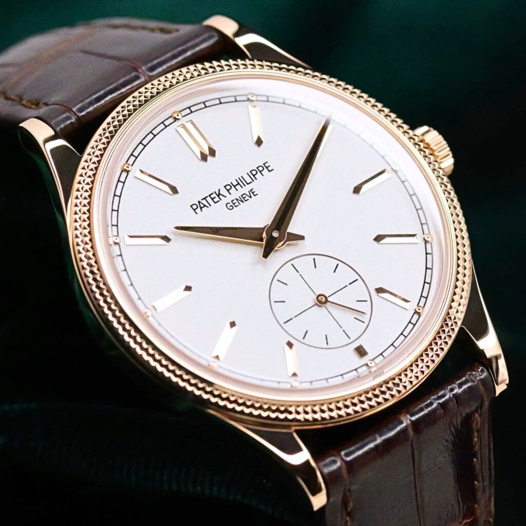 2025 Patek Philippe Calatrava White Dial Clous de Paris Bezel Brown Leather Strap 18K Rose Gold 39mm MINT CONDITION COMPLETE SET 6119R-001