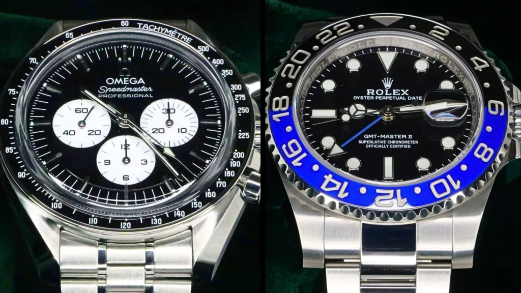 Omega Speedmaster Dial vs Rolex GMT-Master II dial