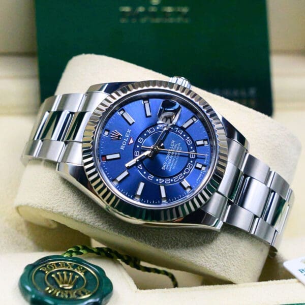 Rolex Oyster Perpetual Sky-Dweller Blue Dial 18K White Gold Fluted
