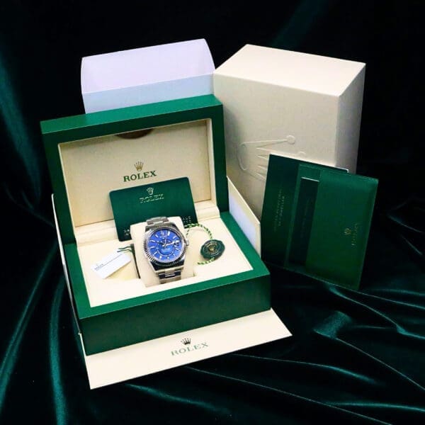 Rolex Oyster Perpetual Sky-Dweller Blue Dial 18K White Gold Fluted