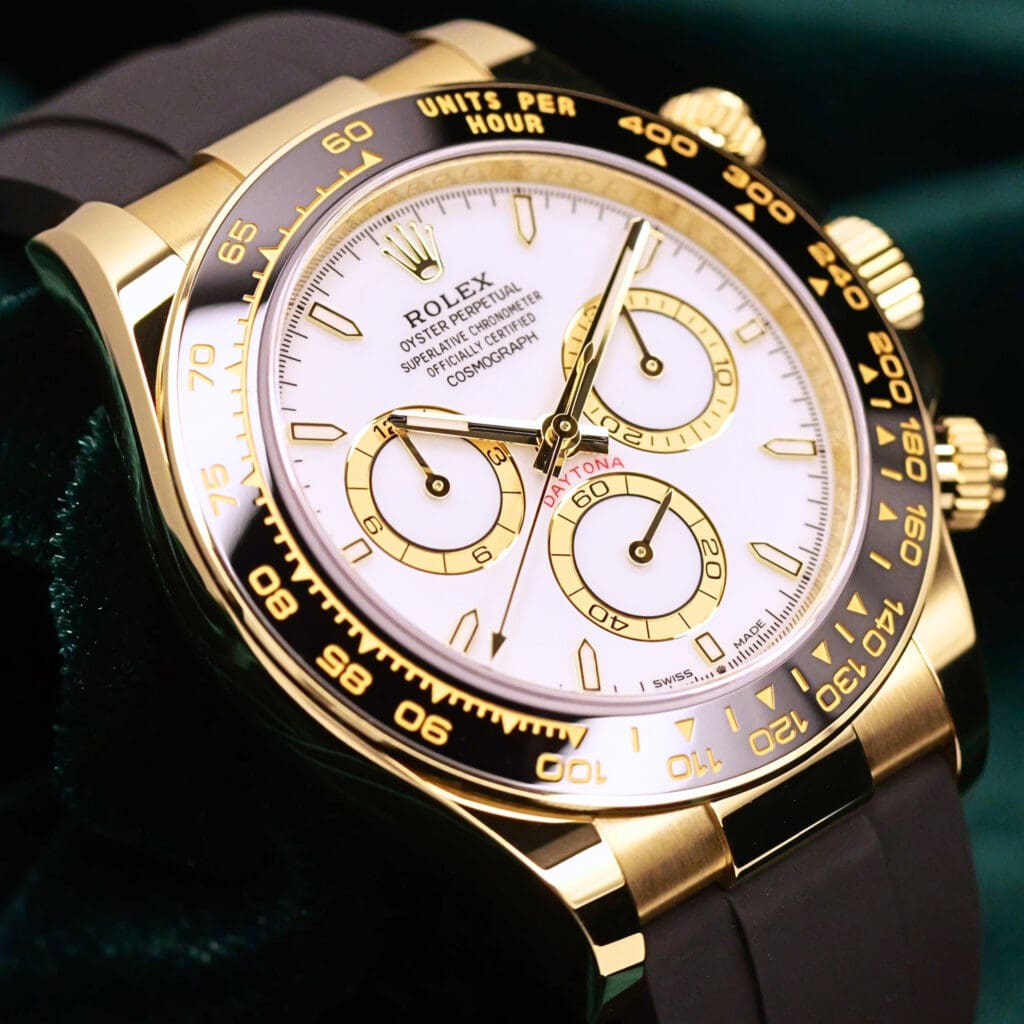 2026 NEW UNWORN Rolex Cosmograph Daytona White Dial Black Ceramic Bezel Black Oysterflex 18K Yellow Gold 40mm COMPLETE SET 126518LN-0002