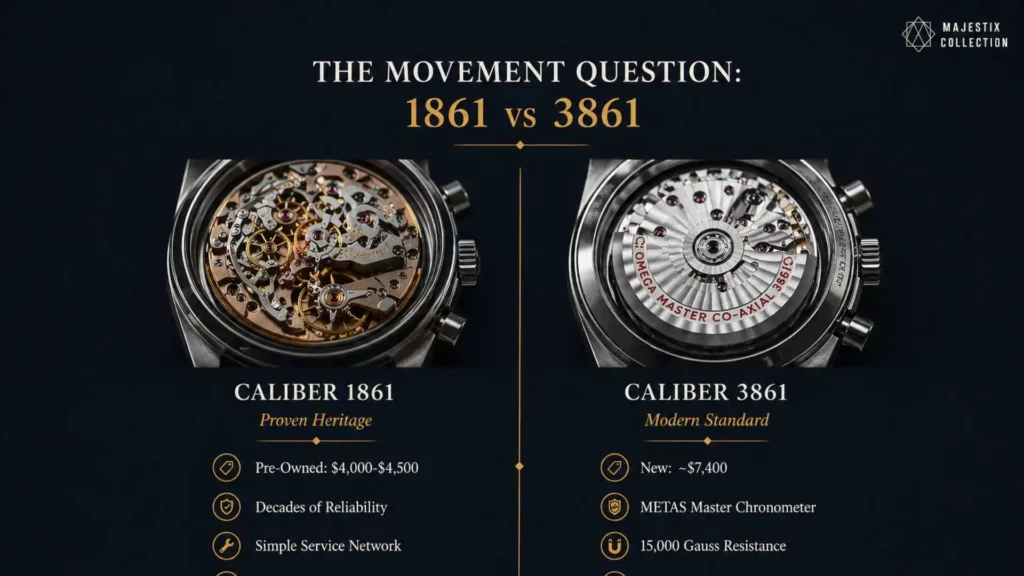 Caliber 1861 versus 3861 movement specifications comparison chart for buyers