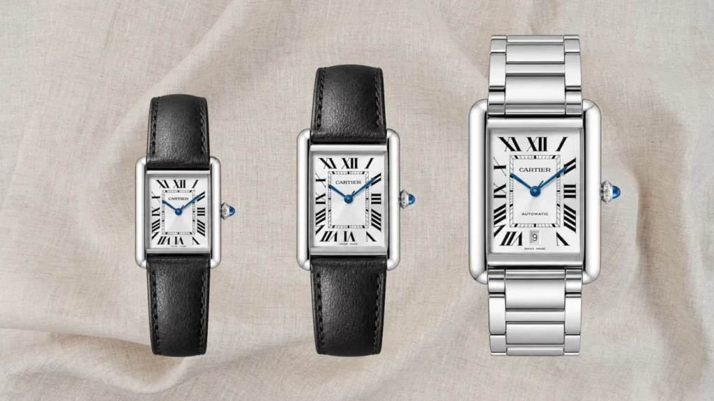 Three Cartier Tank sizes=