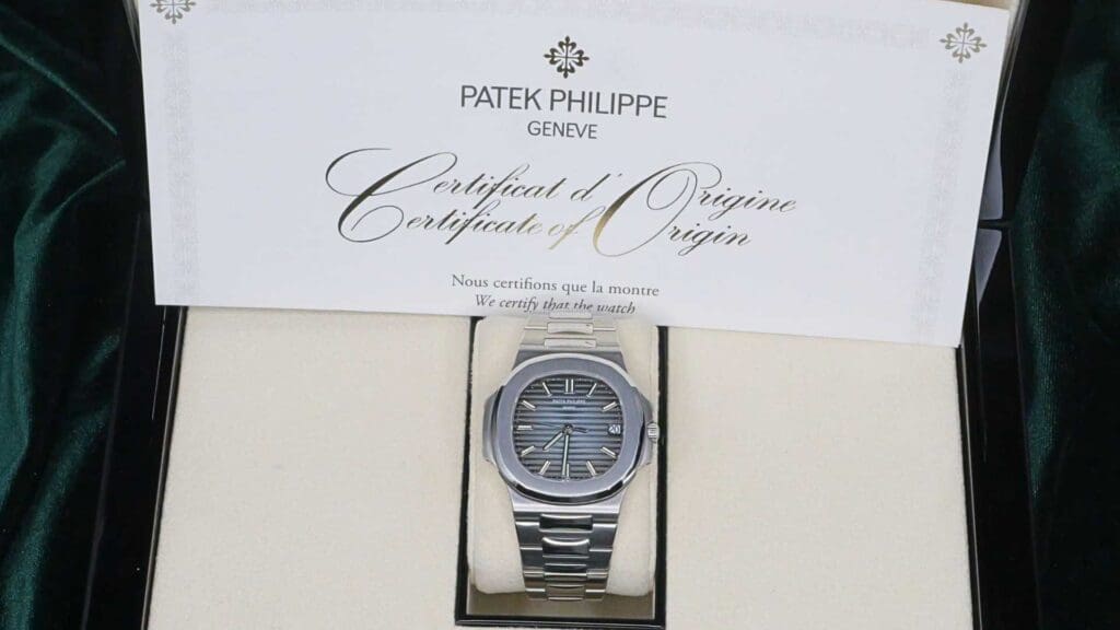 Patek Philippe Nautilus in a box with certificate