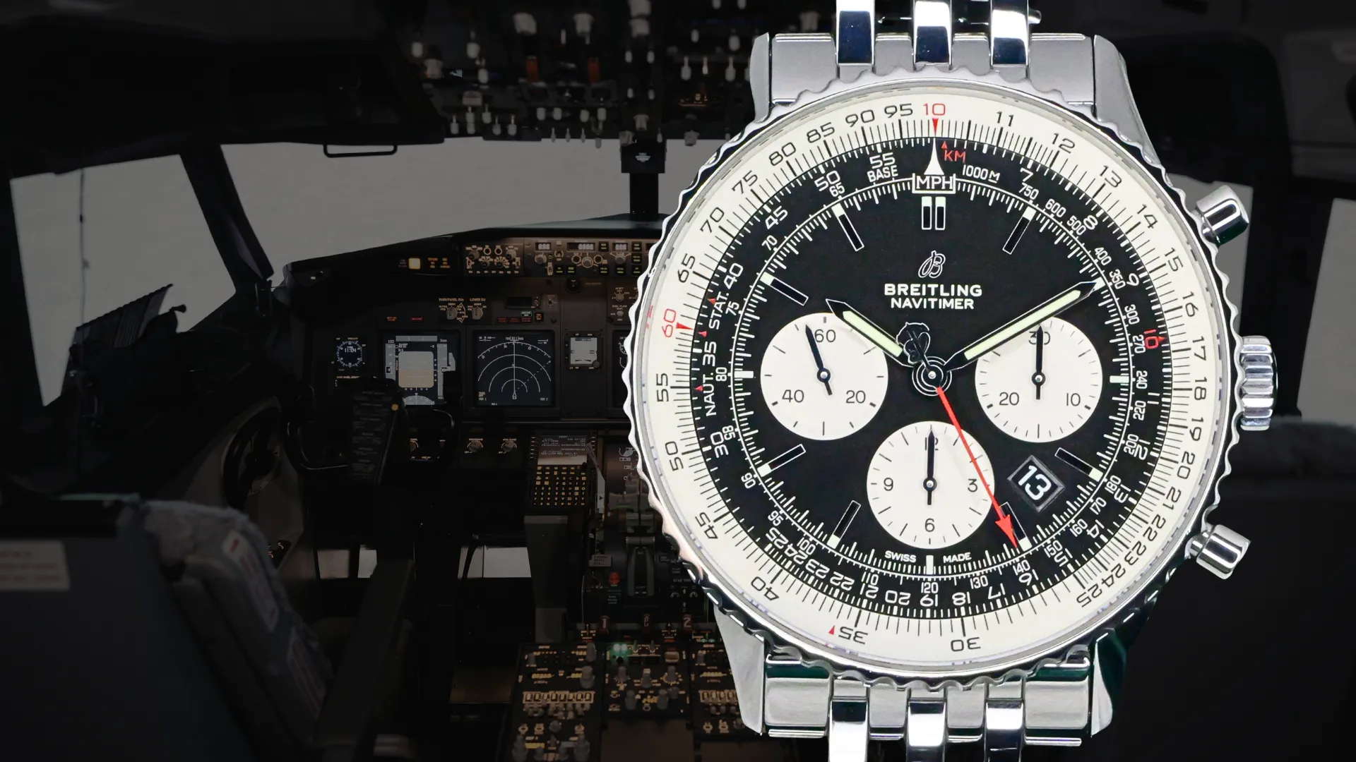 Breitling Navitimer 1 B01 Chronograph Black Dial Silver Subdials Stainless Steel