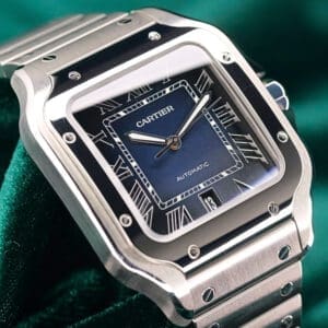 Cartier Santos de Cartier Large Blue Dial Stainless Steel 39.8mm COMPLETE SET MINT CONDITION WSSA0030