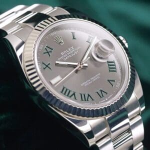 2025 Rolex Datejust 41 Wimbledon Slate Gray Dial Fluted 18K White Gold Bezel Oyster Bracelet Stainless Steel MINT CONDITION COMPLETE SET 126334