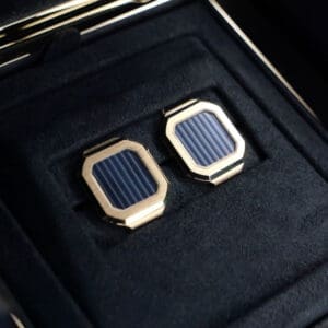 2026 NEW UNWORN Patek Philippe Nautilus Cufflinks Blue Sunburst Center Black Gradient Rim 18K White Gold 205.9057G-014