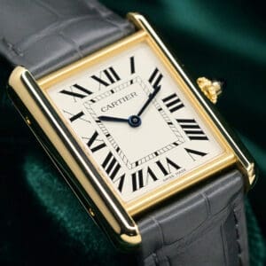 2025 Cartier Tank Louis Cartier Silver Dial Gray Alligator Strap 18K Yellow Gold 25.5mm MINT CONDITION COMPLETE SET WGTA0343