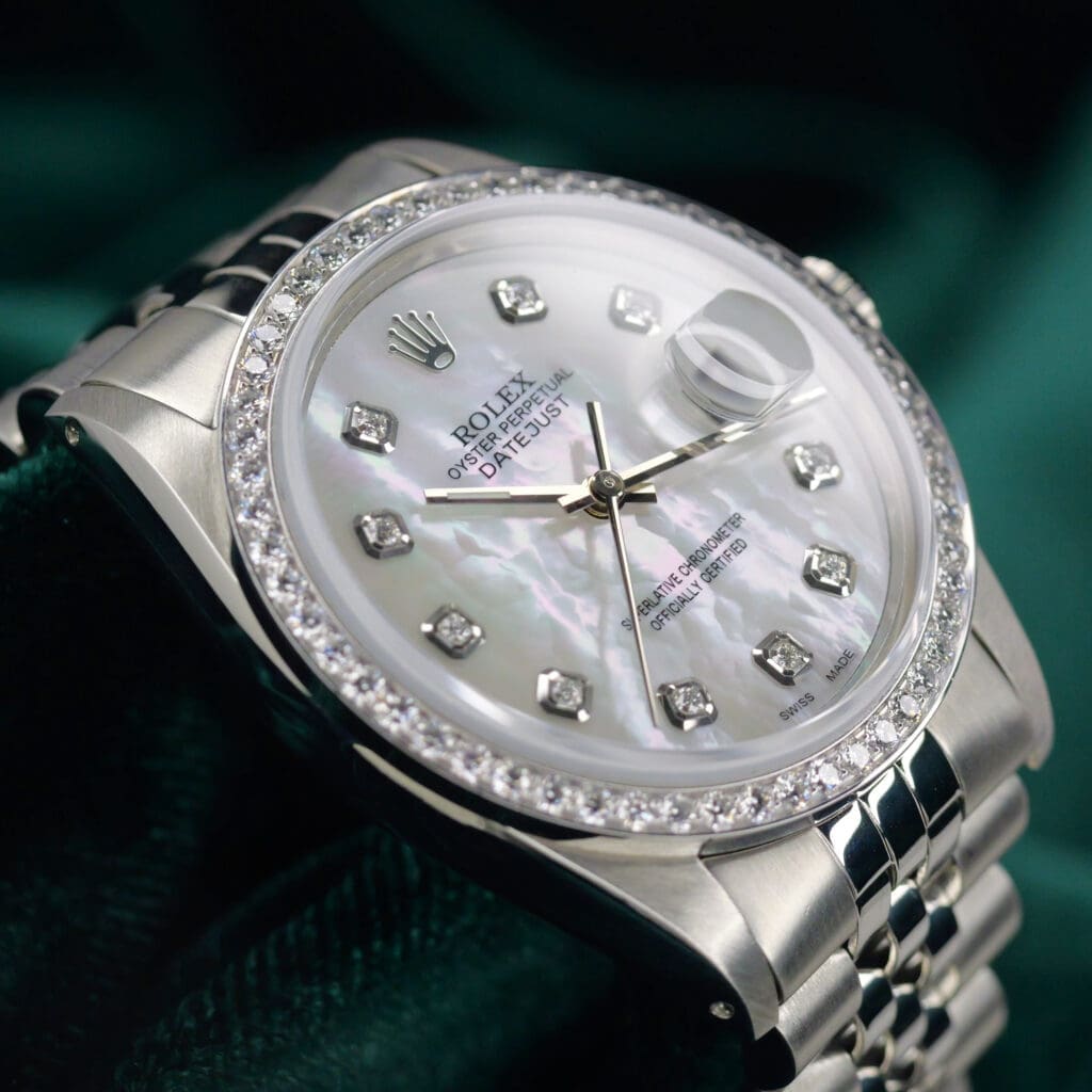 Rolex Datejust 36 AM Mother of Pearl Dial AM Natural Diamond Bezel Jubilee Bracelet Stainless Steel MINT CONDITION 16030