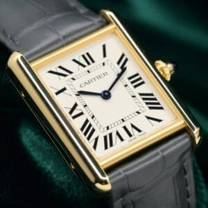 2025 Cartier Tank Louis Cartier Silver Dial Gray Alligator Strap 18K Yellow Gold 25.5m MINT CONDITION COMPLETE SET WGTA0343