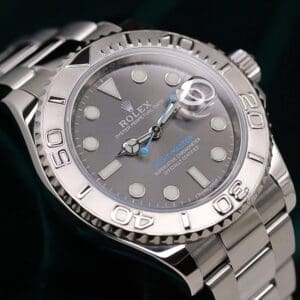 Rolex Yacht Master Rhodium Grey Dial Platinum Bezel Oyster Bracelet Stainless Steel 40mm MINT CONDITION COMPLETE SET 116622