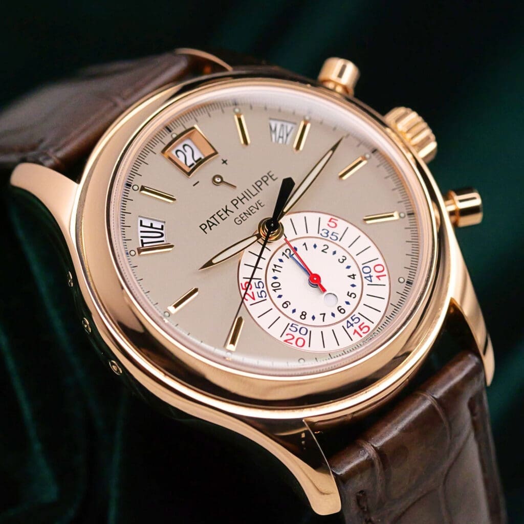 Patek Philippe Annual Calendar Chronograph 5960R-001 Silvery Opaline Grey Dial Brown Alligator Strap 18K Rose Gold 40.5mm MINT CONDITION COMPLETE SET