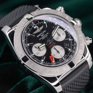 Breitling Chronomat 44 GMT Stainless Steel Black Dial Black Rubber Strap 44mm MINT CONDITION  AB0420