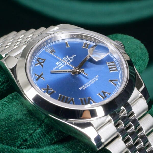 2025 Rolex Datejust 41 Blue Azzuro Dial Roman Markers Smooth Bezel