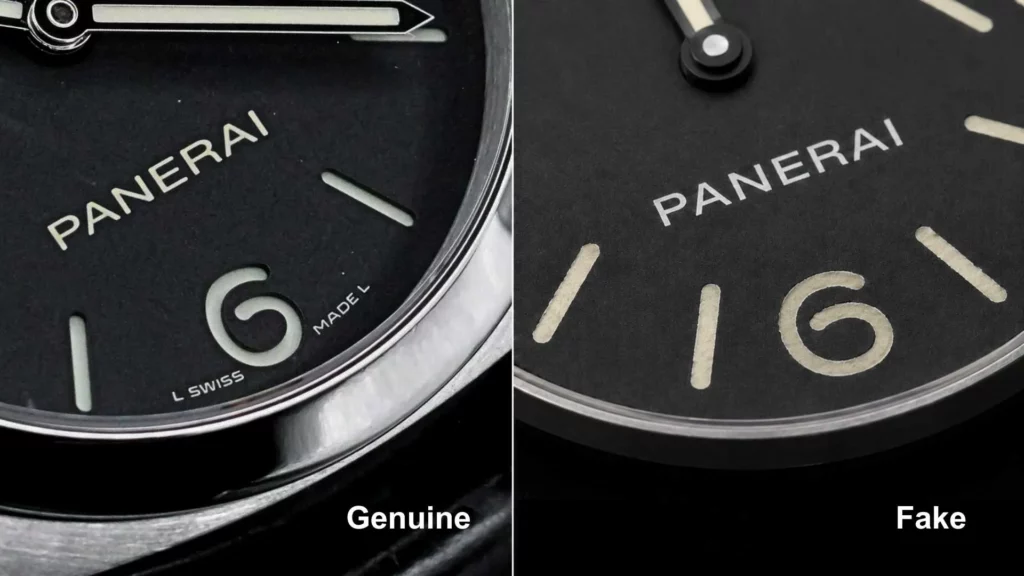 Panerai genuine sandwich dial depth vs fake flat dial — how to spot a fake Panerai