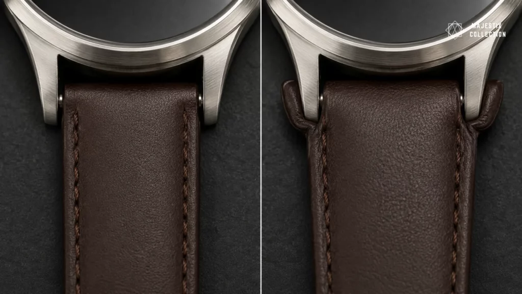 watch strap width matched correctly to lug width versus oversized strap showing proportion difference