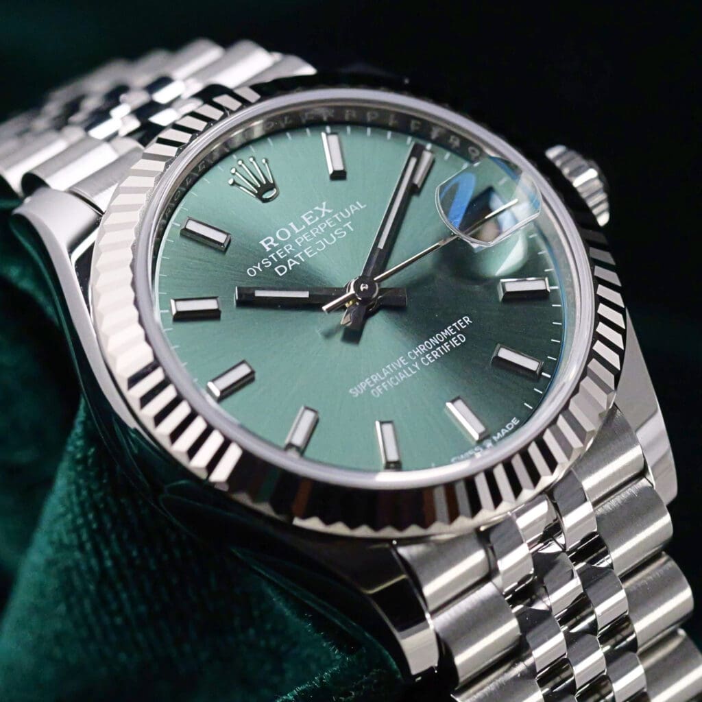 2026 NEW UNWORN Rolex Datejust Mint Green Dial 18k White Gold Fluted Bezel Jubilee Bracelet Stainless Steel COMPLETE SET 278274