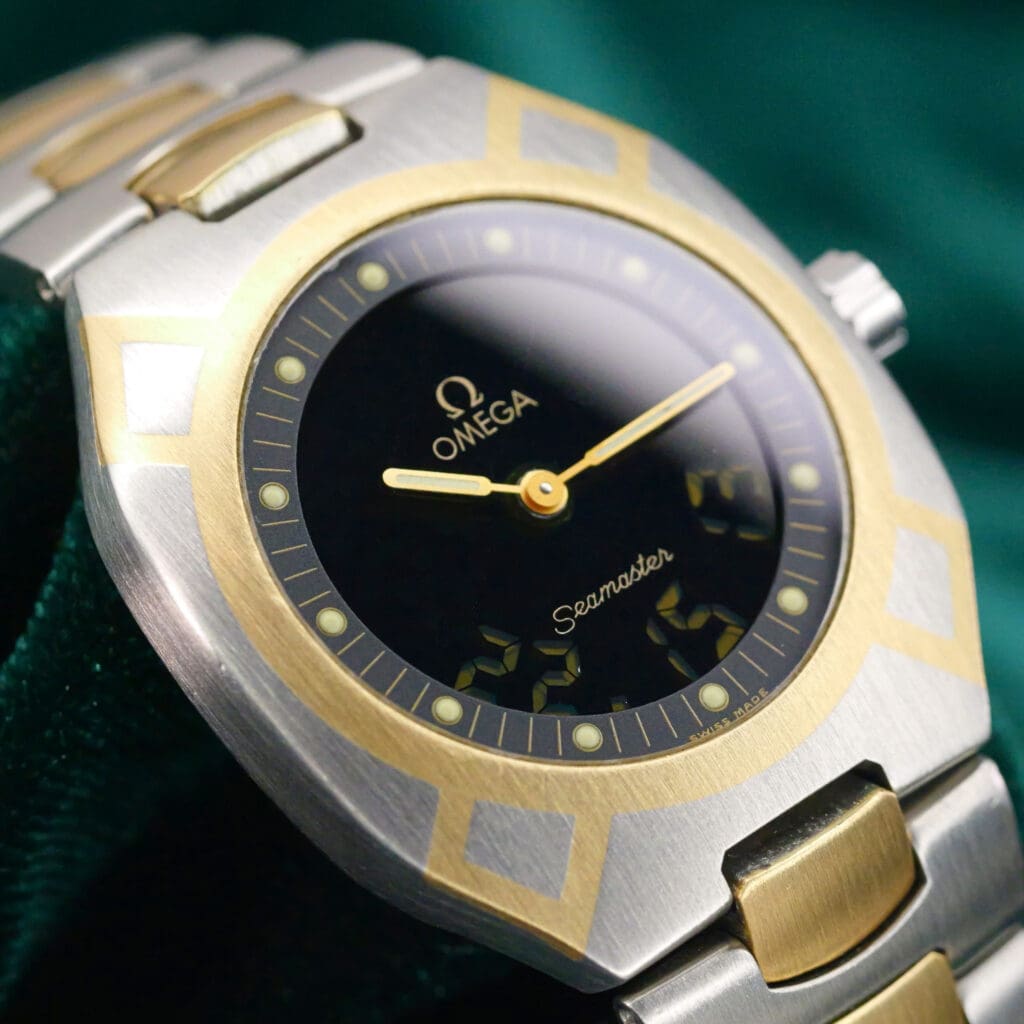 Omega Seamaster Polaris Multifunction Black Dial Two-Tone Stainless Steel & Yellow Gold 32mm Excellent 386.0822