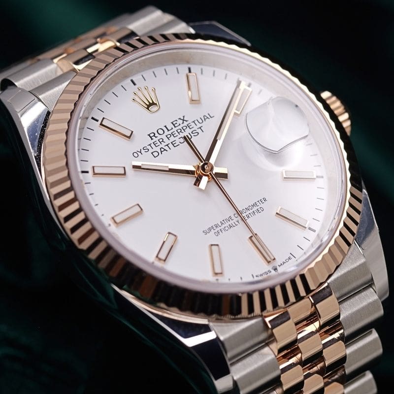2026 NEW UNWORN Rolex Datejust 36 White Dial Rose Gold Fluted Bezel Jubilee Bracelet Two-Tone 18k Rose Gold Stainless Steel 36mm COMPLETE SET 126231-0017