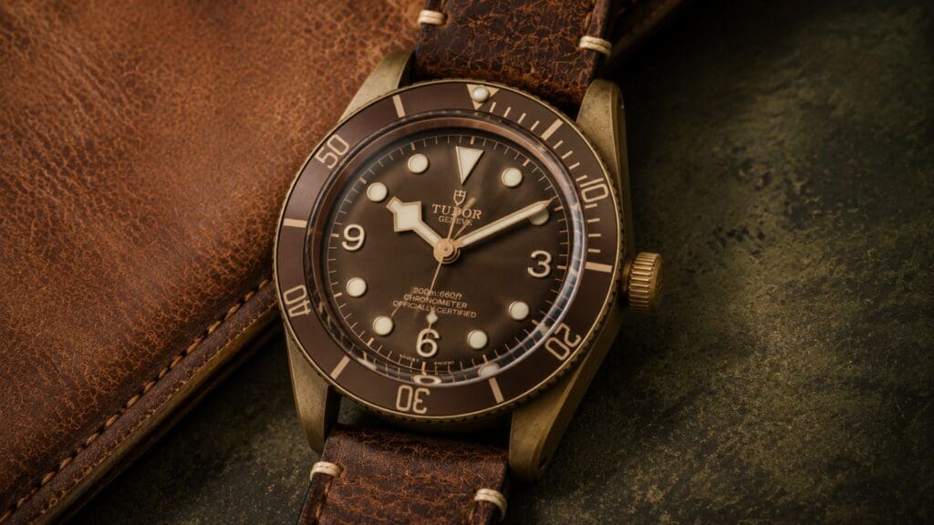 Tudor Black Bay 58 Bronze watch with natural brown patina developing on bronze case