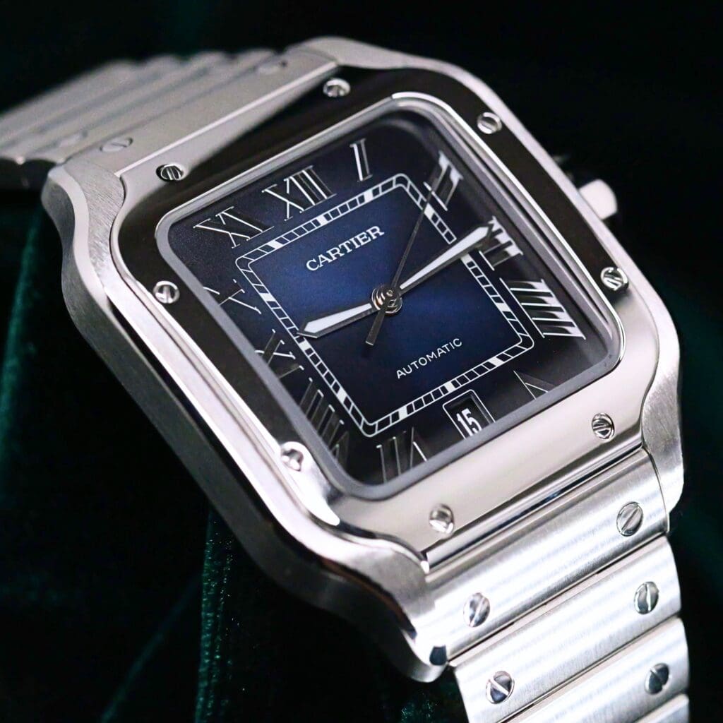 Cartier Santos de Cartier Large Blue Dial Stainless Steel 39.8mm MINT CONDITION COMPLETE SET WSSA0030