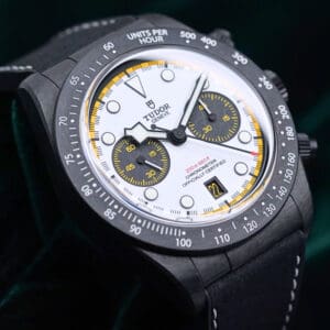 2026 NEW UNWORN Tudor Black Bay Chrono "Carbon 26" White Dial Yellow Accents Black Carbon Fiber Black Leather Rubber Strap Limited Edition 42mm COMPLETE SET 79377KN-0003