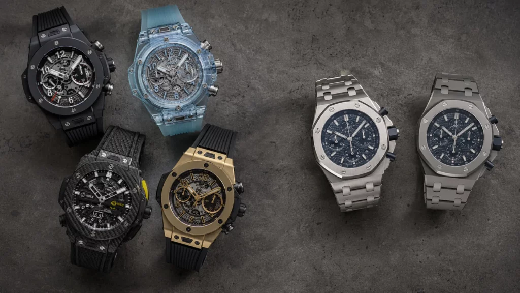 Hublot Big Bang ceramic, sapphire and carbon cases versus Audemars Piguet steel and titanium
