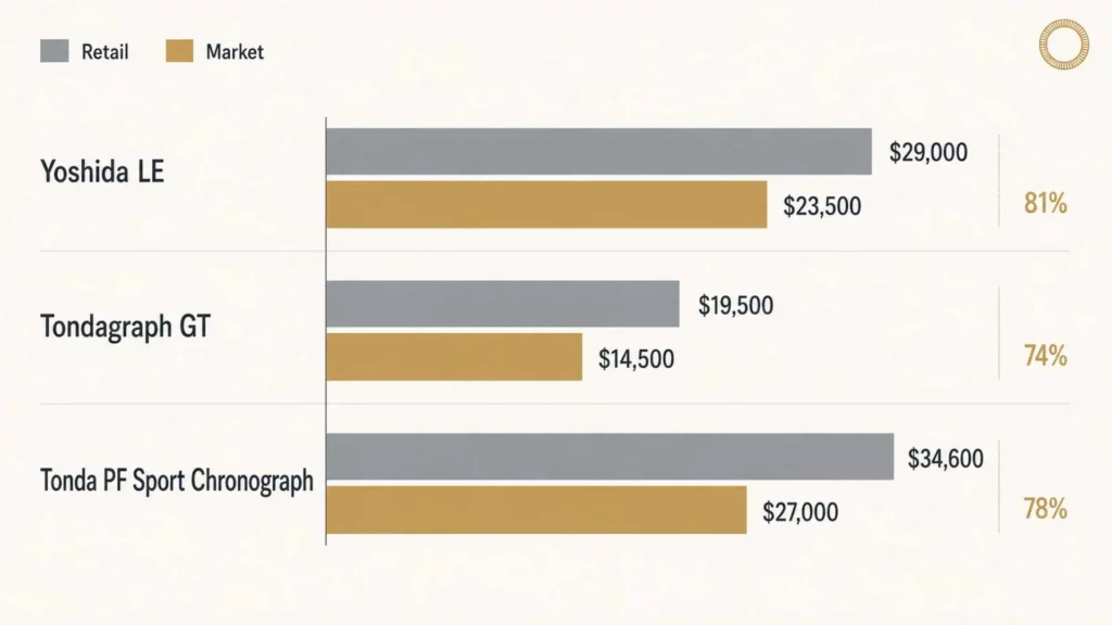 Parmigiani Fleurier pre-owned price retention chart 2026 — Tondagraph GT vs Sport Chronograph