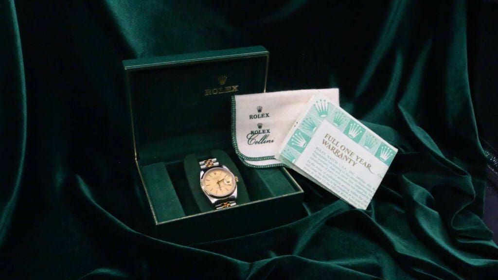 Rolex Datejust 36 Champagne Tapestry Dial 16233 Box and Papers